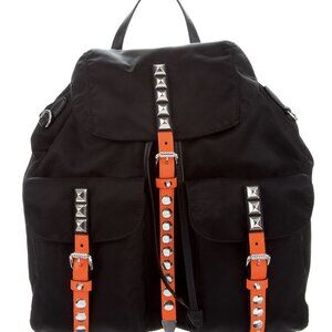 Prada New Vela Nylon Studded Tessuto Backpack